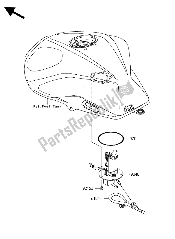 All parts for the Fuel Pump of the Kawasaki Z 1000 2007