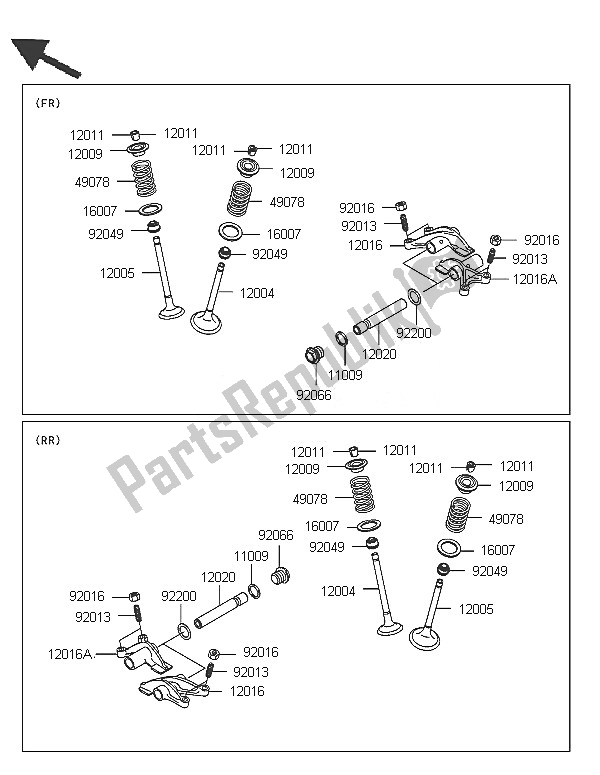 All parts for the Valve(s) of the Kawasaki KVF 650 4X4 2005