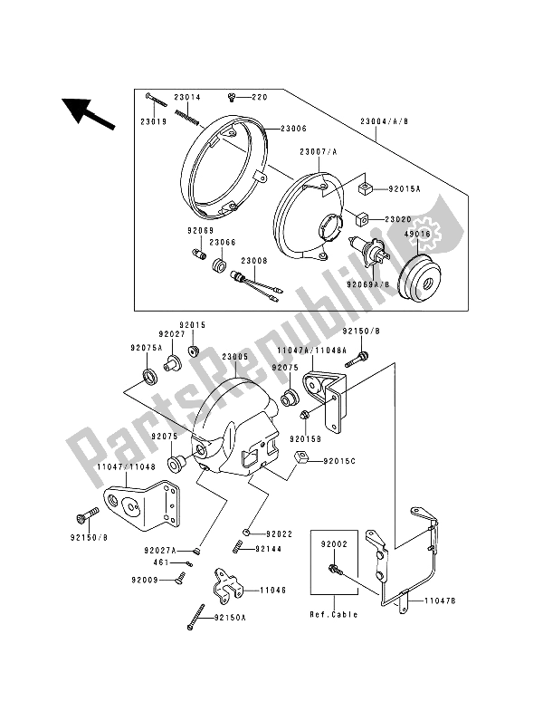 Tutte le parti per il Lampada Frontale del Kawasaki Zephyr 750 1994