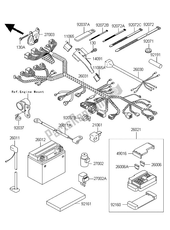 Alle onderdelen voor de Chassis Elektrische Apparatuur van de Kawasaki W 650 2004