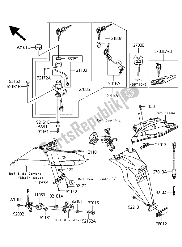 All parts for the Ignition Switch of the Kawasaki Ninja ZX 10R 1000 2007