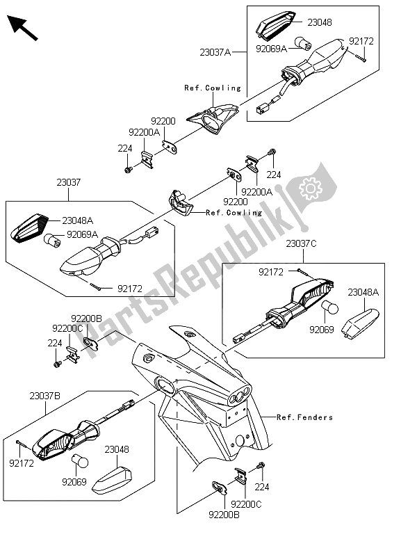 All parts for the Turn Signals of the Kawasaki Z 800 CDS 2013