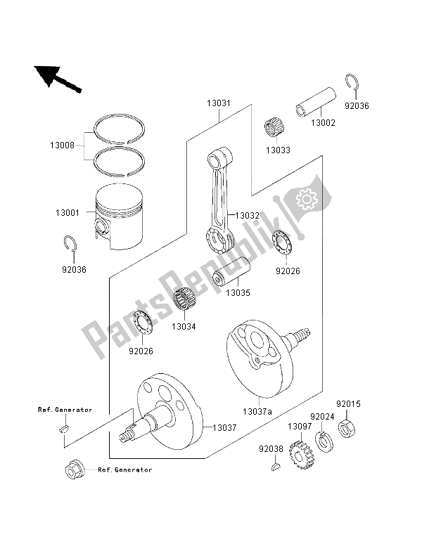 All parts for the Crankshaft & Piston of the Kawasaki KX 60 2001