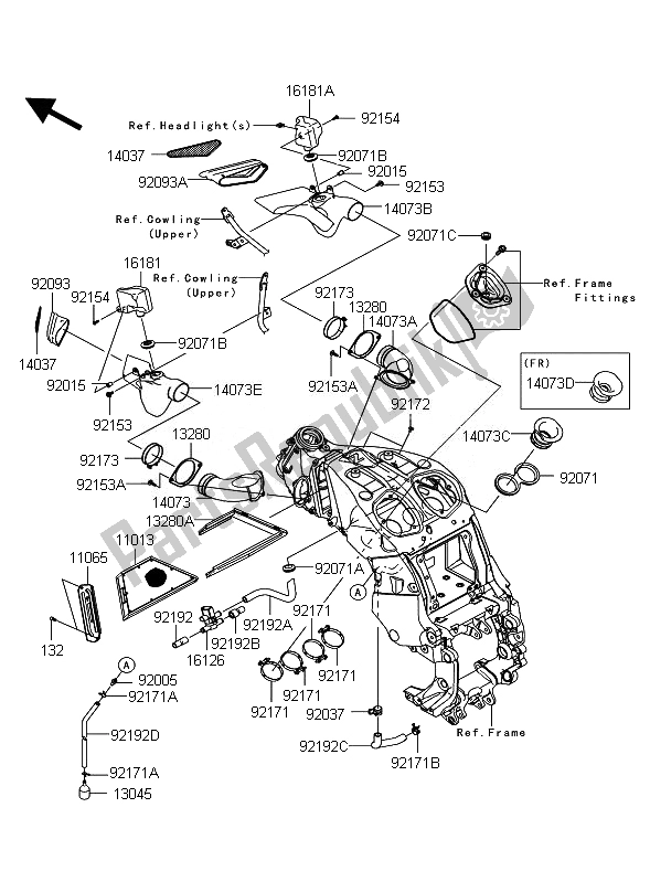 All parts for the Air Cleaner of the Kawasaki 1400 GTR ABS 2010