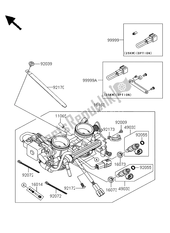 Tutte le parti per il Valvola A Farfalla del Kawasaki Versys 650 2013