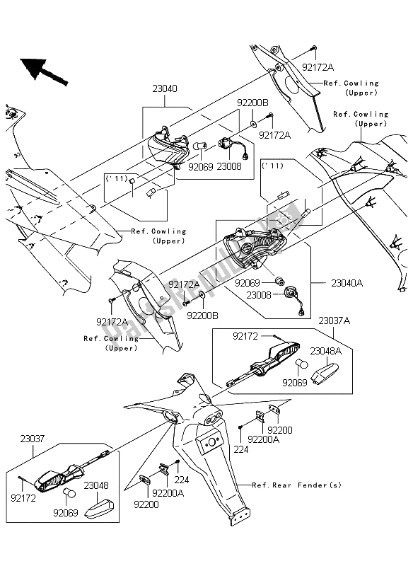 All parts for the Turn Signals of the Kawasaki ER 6F 650 2009
