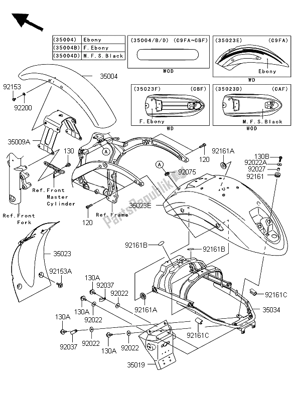 Toutes les pièces pour le Ailes du Kawasaki VN 900 Custom 2009