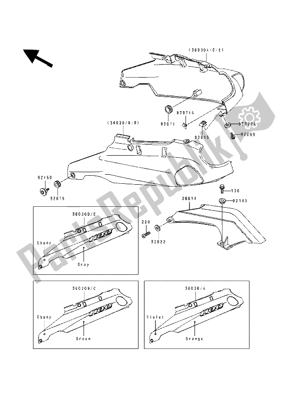 All parts for the Side Covers & Chain Cover of the Kawasaki ZZ R 1100 1993