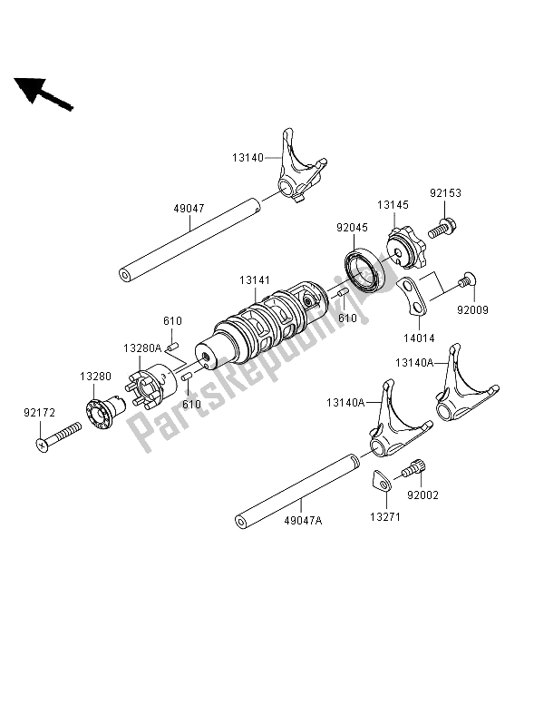 All parts for the Gear Change Drum & Shift Fork of the Kawasaki Versys ABS 650 2009