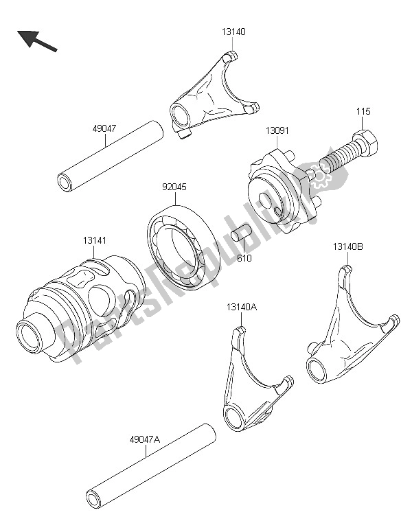 All parts for the Gear Change Drum & Shift Fork(s) of the Kawasaki KX 85 SW 2016