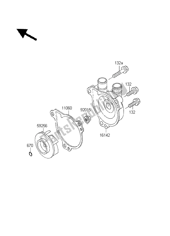 Alle onderdelen voor de Waterpomp van de Kawasaki KLX 250R 1995