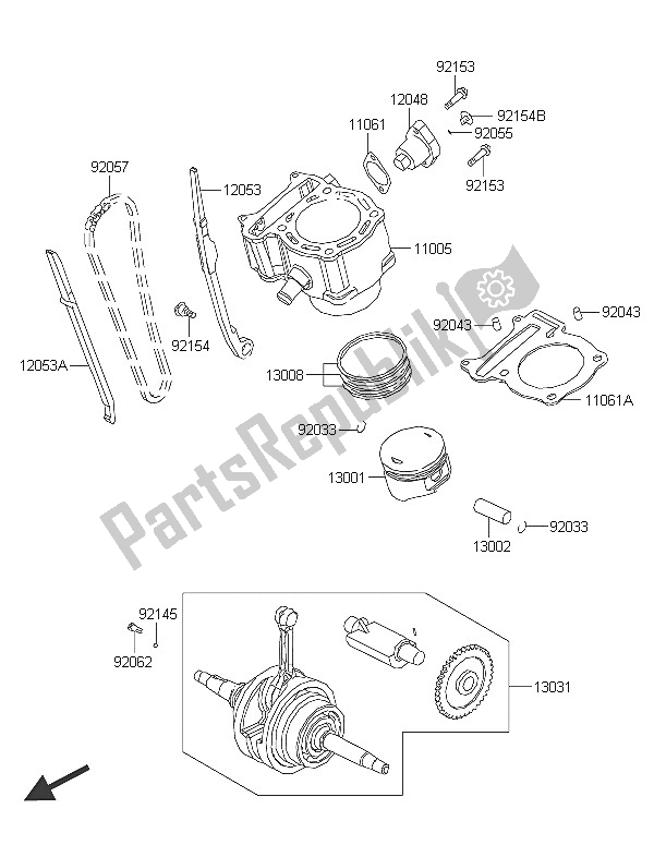 All parts for the Cylinder & Piston(s) of the Kawasaki Brute Force 300 2016