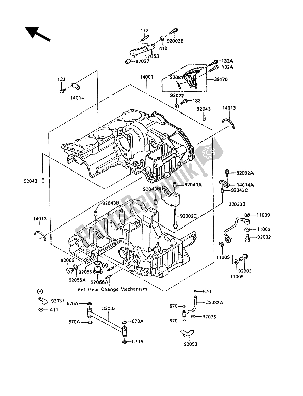 Todas las partes para Caja Del Cigüeñal de Kawasaki GPZ 900R 1988