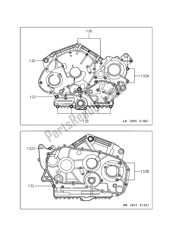 All parts for the Crankcase Bolt Pattern of the Kawasaki VN 900 Classic 2009
