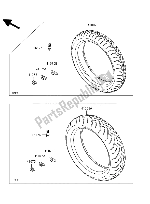 All parts for the Tires of the Kawasaki ER 6N 650 2007