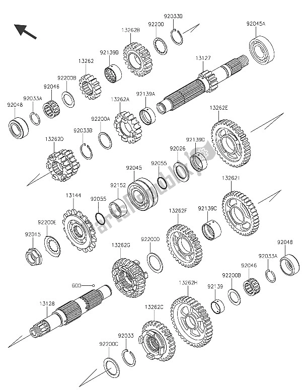 All parts for the Transmission of the Kawasaki Ninja ZX 6R 600 2016