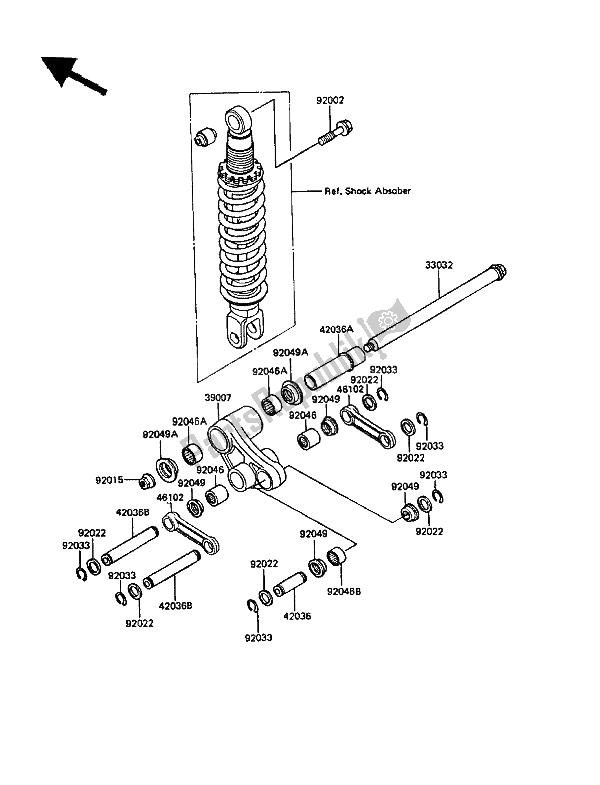 All parts for the Suspension of the Kawasaki KLR 250 1989