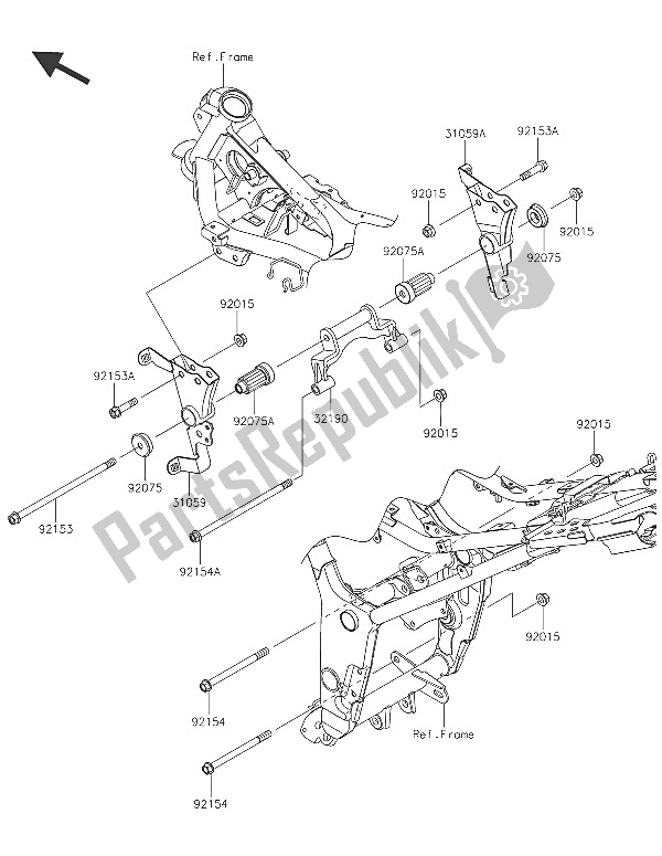 All parts for the Engine Mount of the Kawasaki Ninja 300 2016