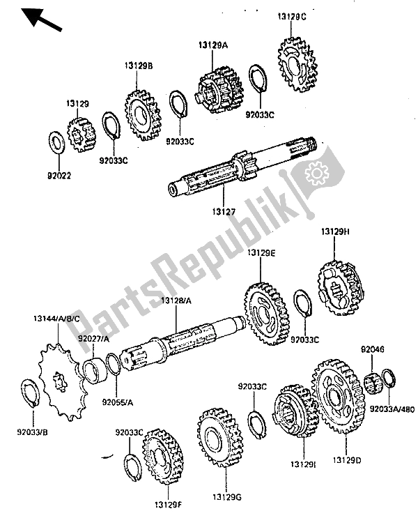 Alle onderdelen voor de Overdragen van de Kawasaki KDX 200 1985