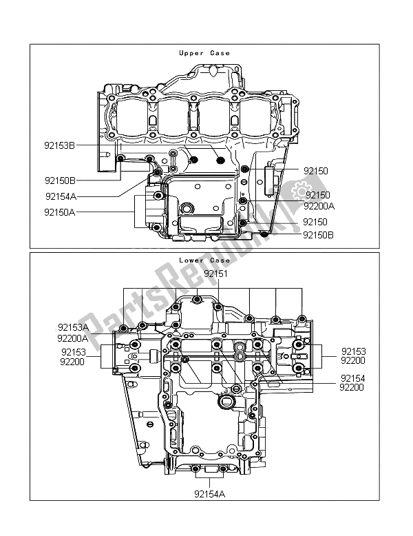 All parts for the Crankcase Bolt Pattern of the Kawasaki Z 1000 SX ABS 2011