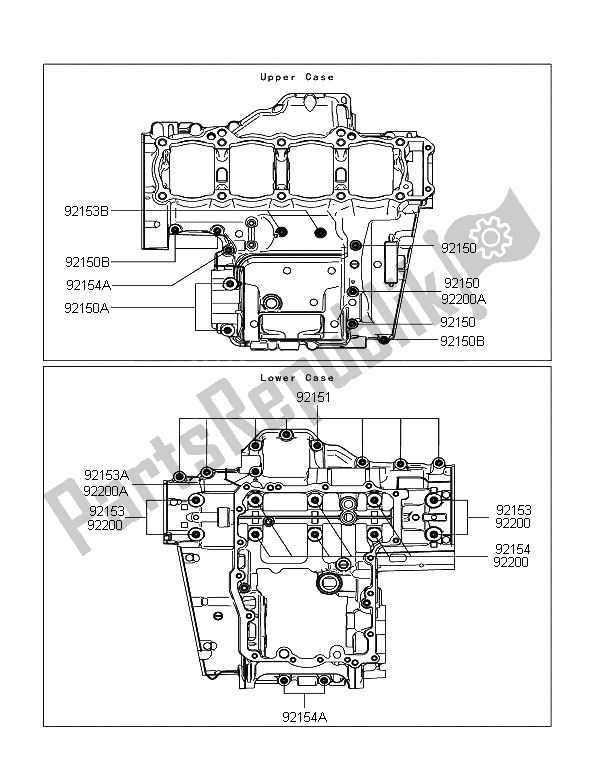 All parts for the Crankcase Bolt Pattern of the Kawasaki Z 1000 SX ABS 2011