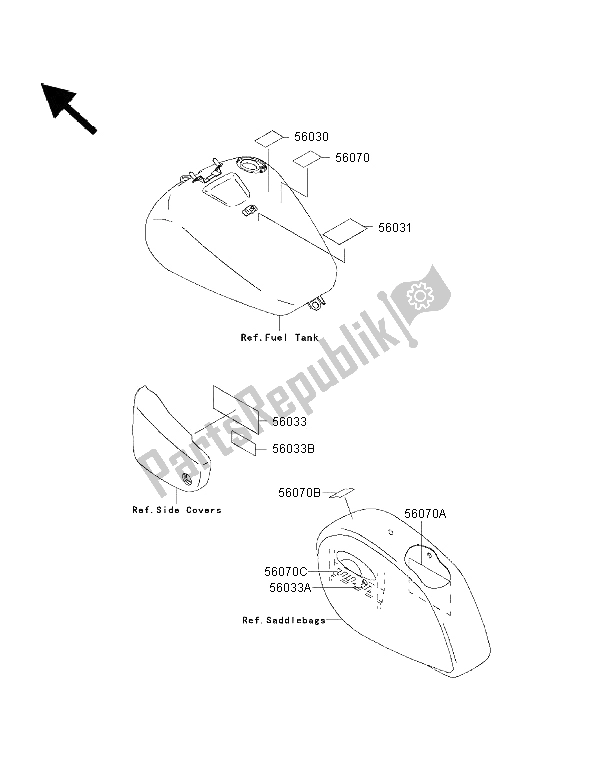 All parts for the Labels of the Kawasaki VN 1500 Classic Tourer FI 2001