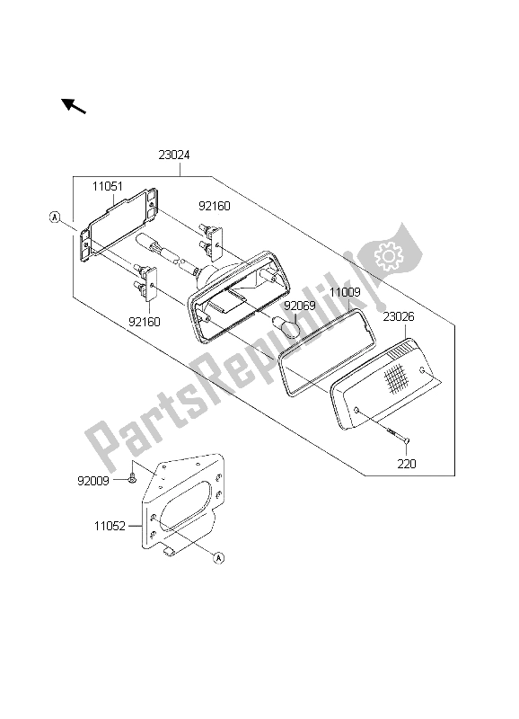 All parts for the Taillight of the Kawasaki KVF 650 4X4 2003