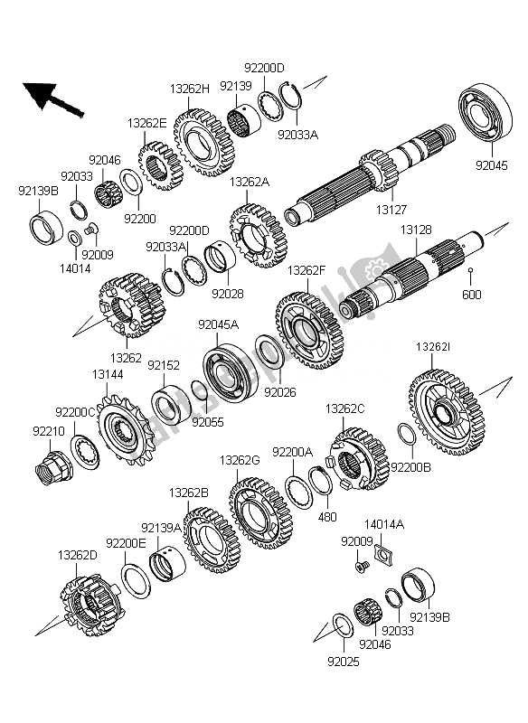 All parts for the Transmission of the Kawasaki ER 6N 650 2011