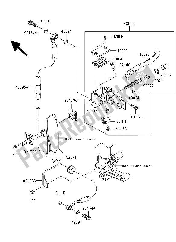 Todas as partes de Cilindro Mestre Dianteiro do Kawasaki D Tracker 125 2013