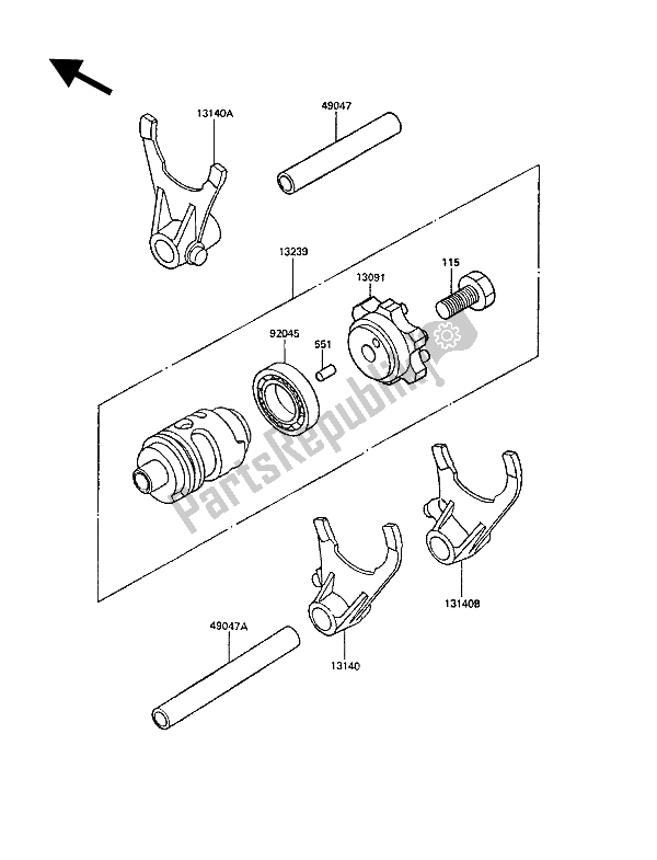 Todas as partes de Tambor De Mudança De Marcha E Garfo (s) De Mudança do Kawasaki KX 500 1988