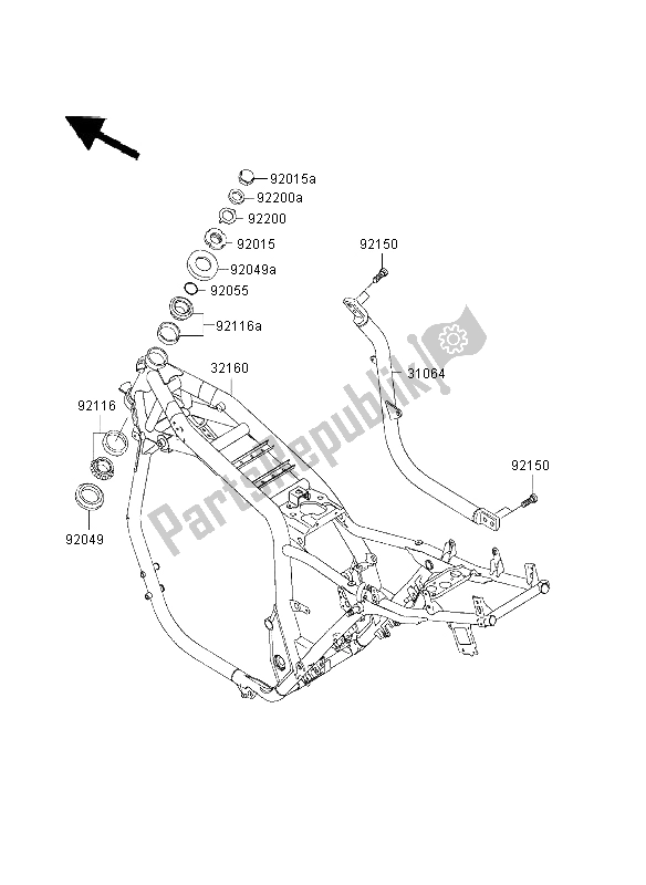 Todas as partes de Quadro, Armação do Kawasaki ZRX 1200 2003