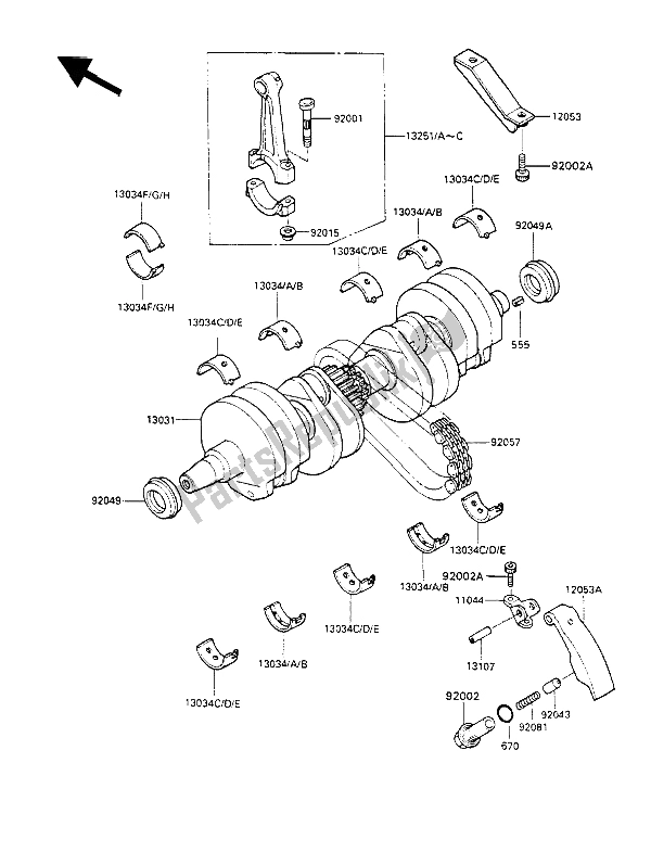 Tutte le parti per il Albero A Gomiti del Kawasaki GPX 600R 1989