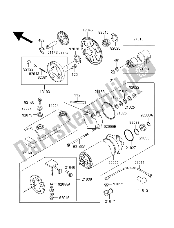 Toutes les pièces pour le Démarreur du Kawasaki Zephyr 750 1995