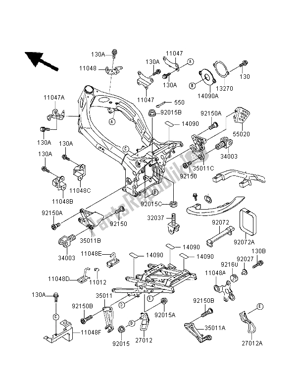 Todas las partes para Caja De Batería de Kawasaki Ninja ZX 9R 900 1995