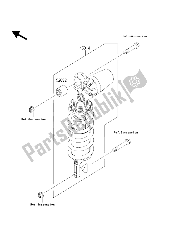 Toutes les pièces pour le Amortisseurs) du Kawasaki Ninja ZX 6R 600 2004