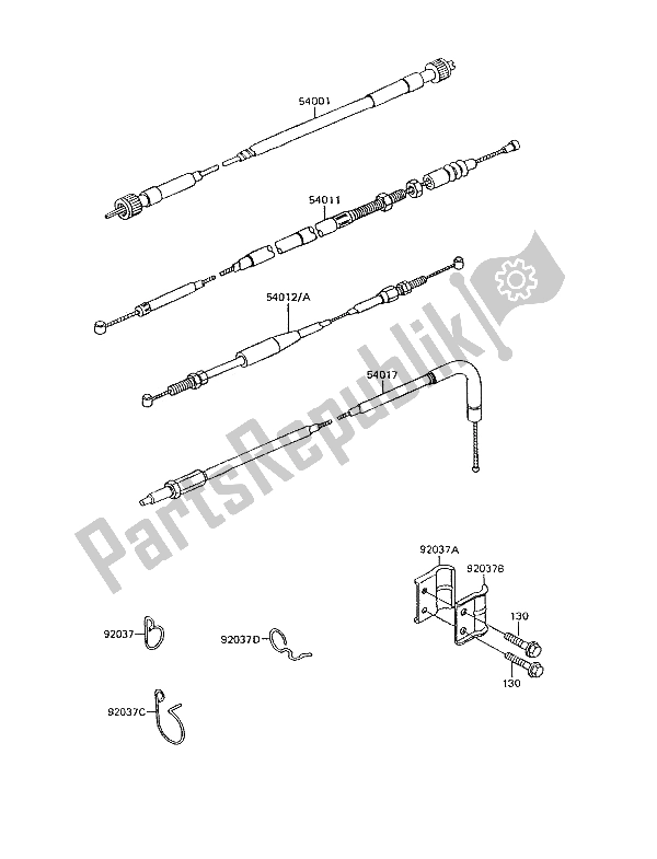 Toutes les pièces pour le Câbles du Kawasaki KLR 600 1992