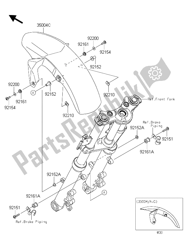 All parts for the Front Fender(s) of the Kawasaki ER 6N ABS 650 2015