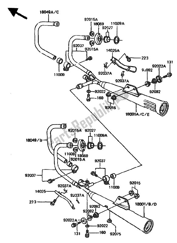 Toutes les pièces pour le Silencieux du Kawasaki GPZ 1100 1985