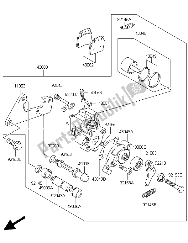 Toutes les pièces pour le Frein Arriere du Kawasaki KFX 400 2006