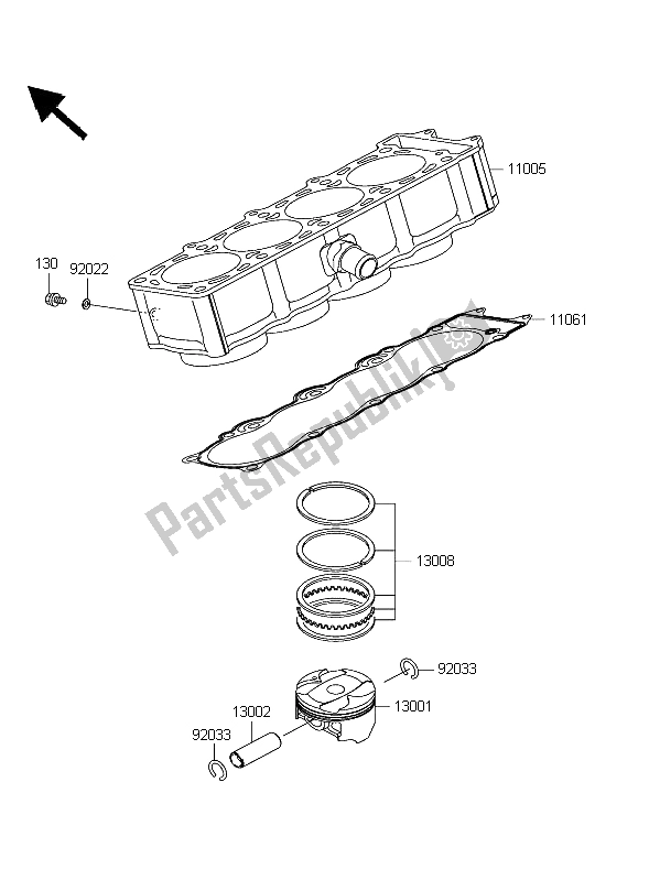 Tutte le parti per il Cilindro E Pistone del Kawasaki Z 1000 2004