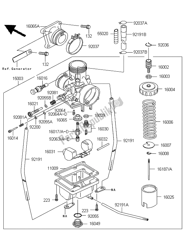 Todas as partes de Carburador do Kawasaki KX 65 2011