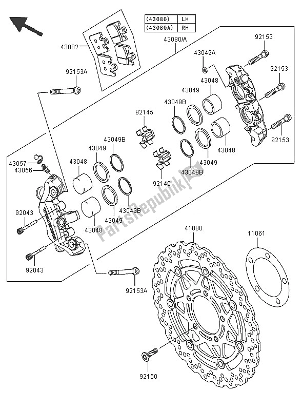 Todas las partes para Freno Frontal de Kawasaki Ninja ZX 6R 600 2005