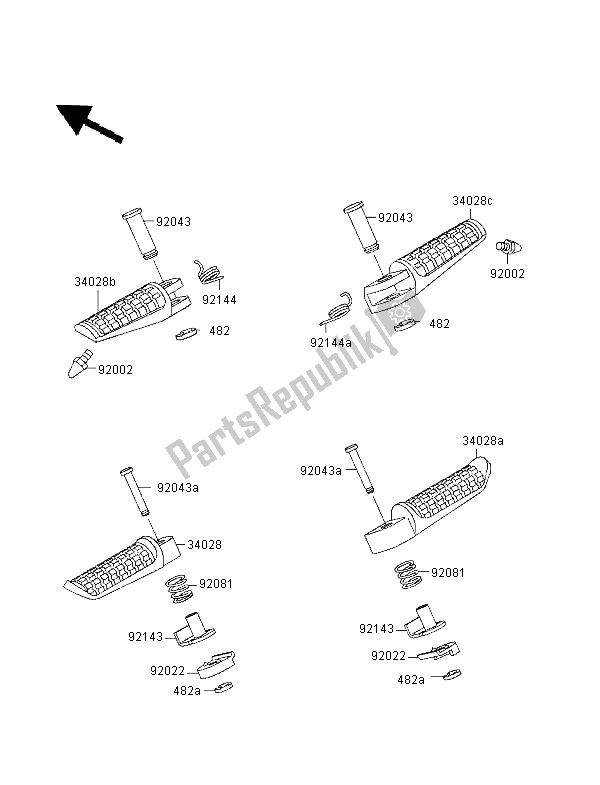 All parts for the Footrests of the Kawasaki ZXR 400 1997