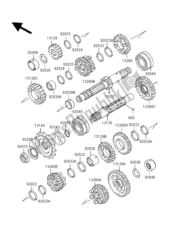 Tutte le parti per il Trasmissione del Kawasaki ER 5 500 1997