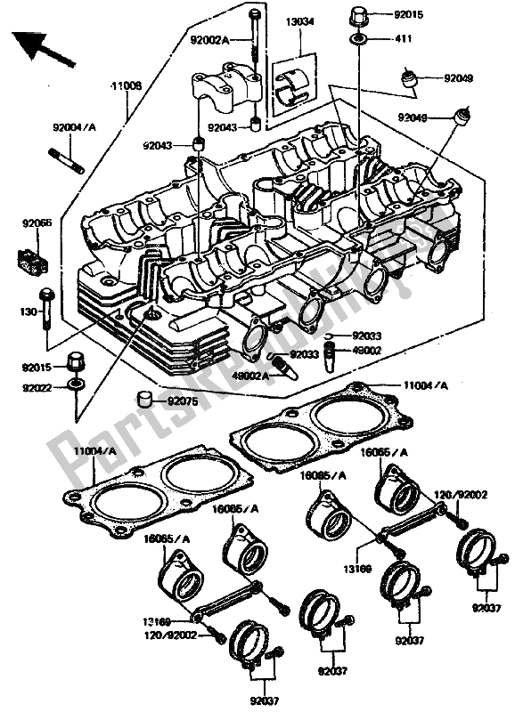 Toutes les pièces pour le Culasse du Kawasaki GPZ 1100 1985