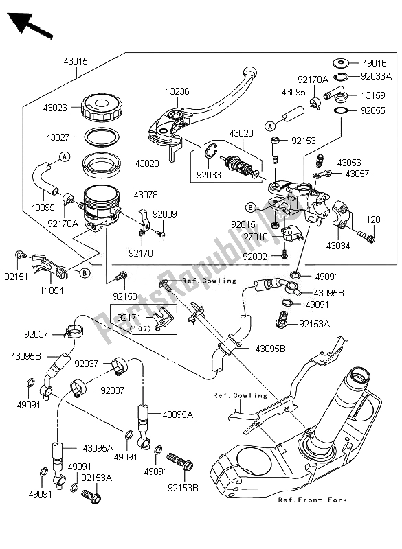 Todas las partes para Cilindro Maestro Delantero de Kawasaki Z 1000 2007