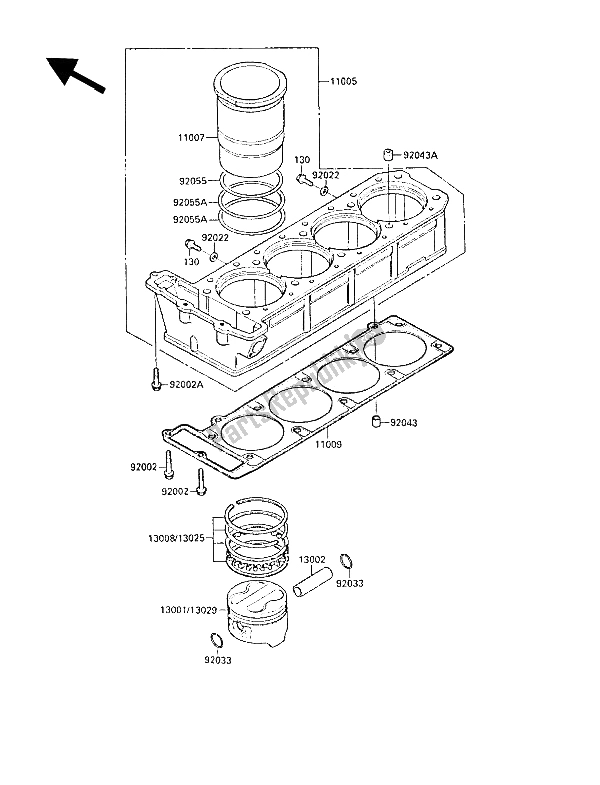 All parts for the Cylinder & Piston(s) of the Kawasaki ZL 1000 1987