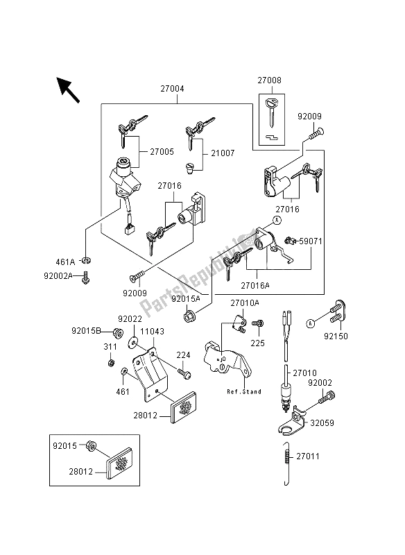 All parts for the Ignition Switch of the Kawasaki GPZ 500S 1995