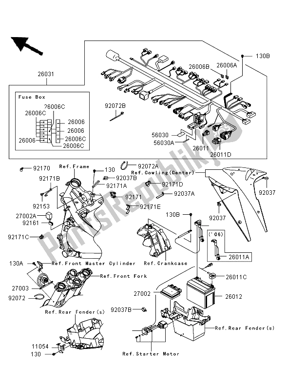 All parts for the Chassis Electrical Equipment of the Kawasaki ER 6F ABS 650 2006