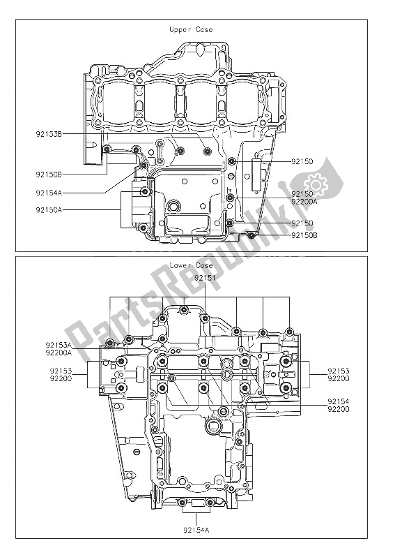 Tutte le parti per il Modello Del Bullone Del Basamento del Kawasaki Z 1000 ABS 2016